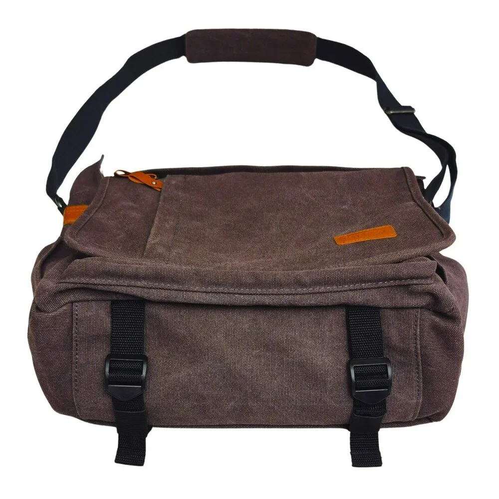 Messenger Bag for Men Women 13-14 Inch Laptop Water Resistant Shoulder Bag Brown